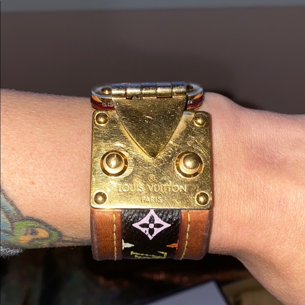 Louis Vuitton Leather colourful monog Locket Cuff